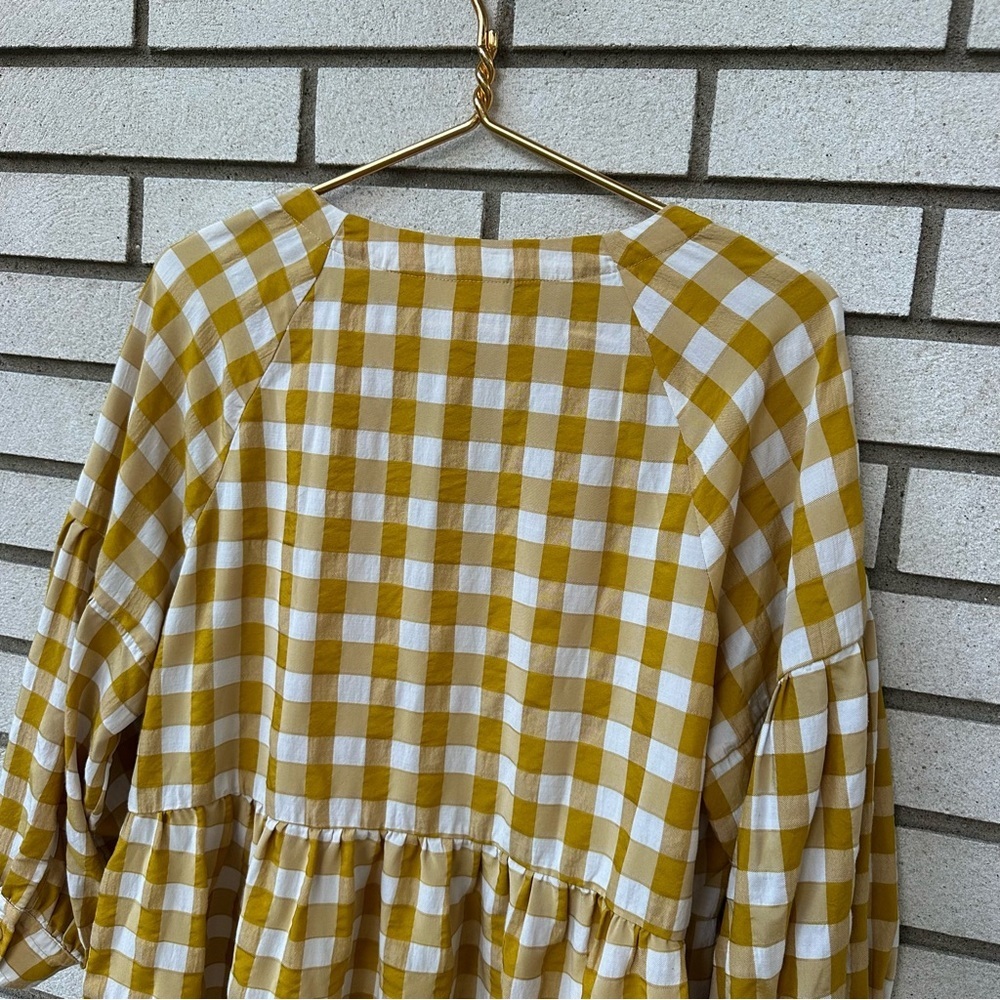 Maeve‎ Anthropologie April Gingham Babydoll Blouse Mustard Yellow Check S - Picture 9 of 10